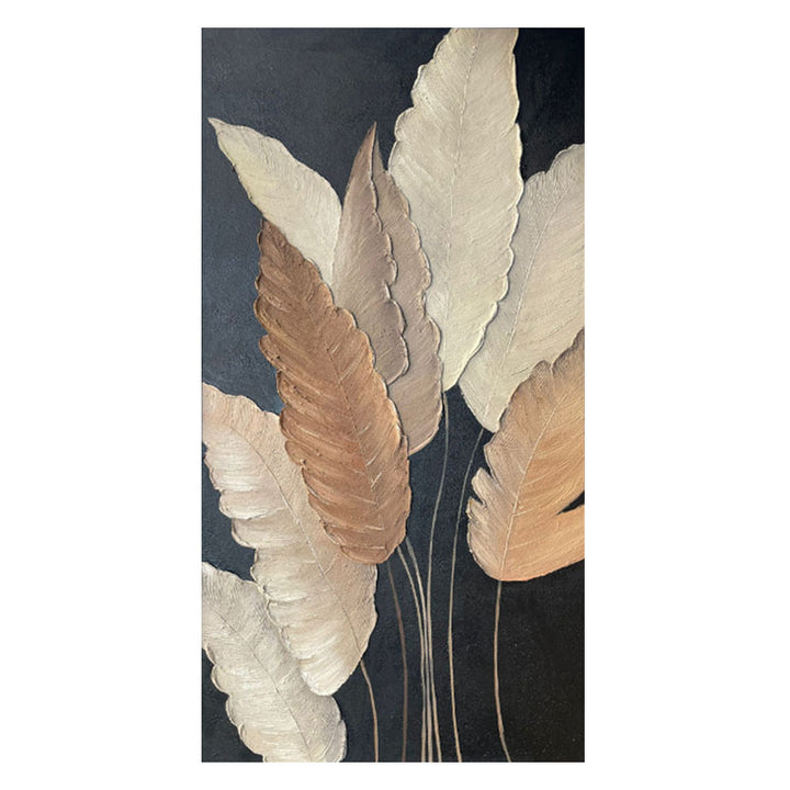 Textured Leaf Motif Canvas Wall Art