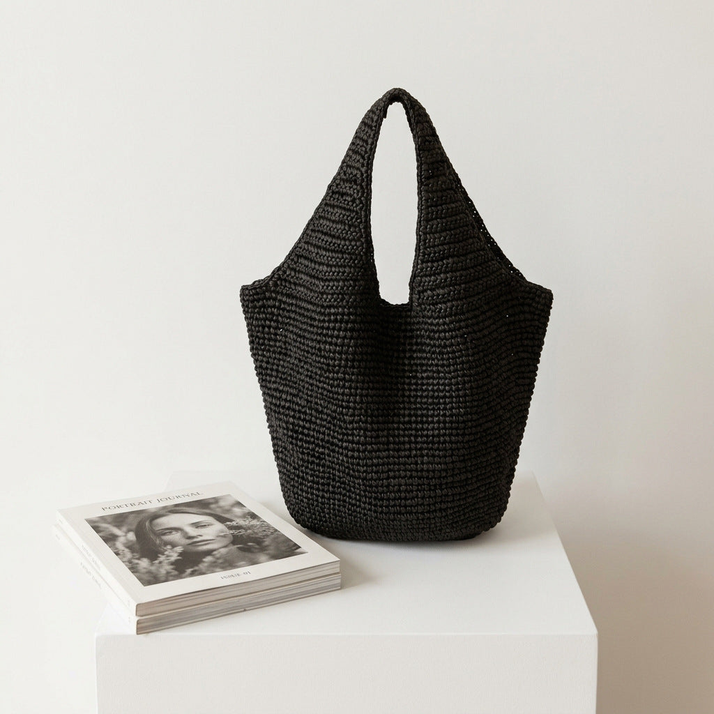 Handmade Macrame Tote Bag with Fine Structure Bowlift