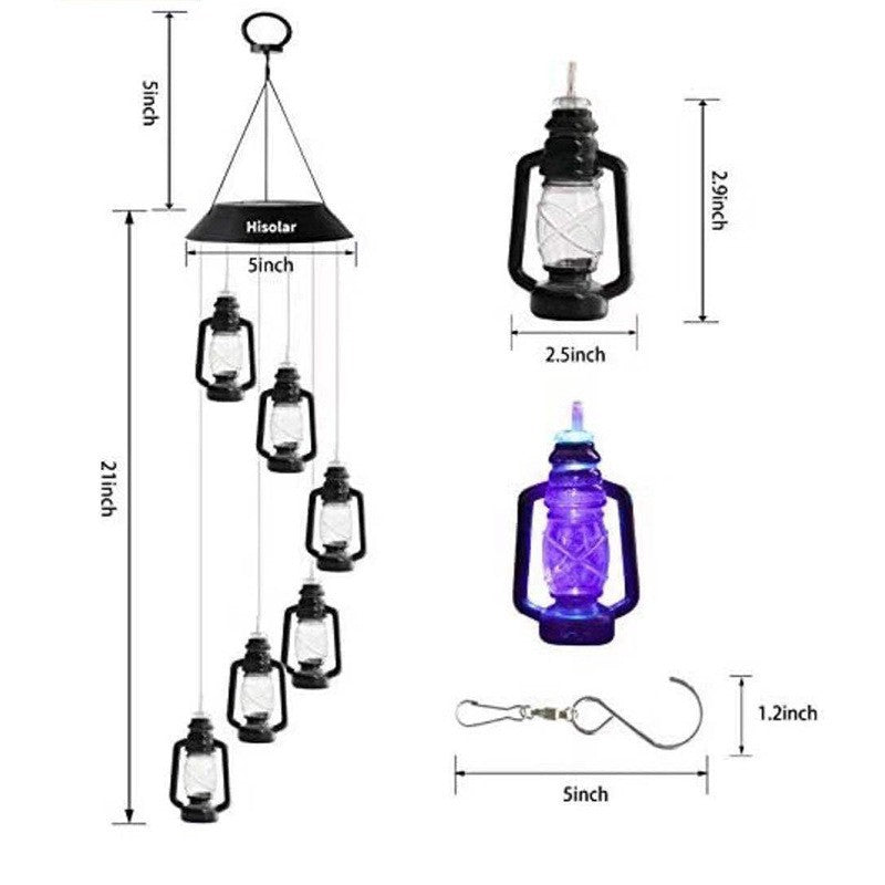 Solar-Powered Hanging Hummingbird LED Wind Chime With Color-Changing RGB Acrylic Birds And Weatherproof Top Bowlift