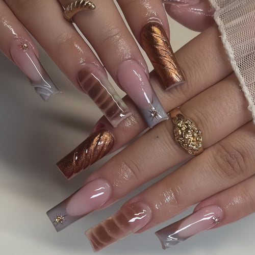 Artistic Long Press-On Nail Extensions Bowlift