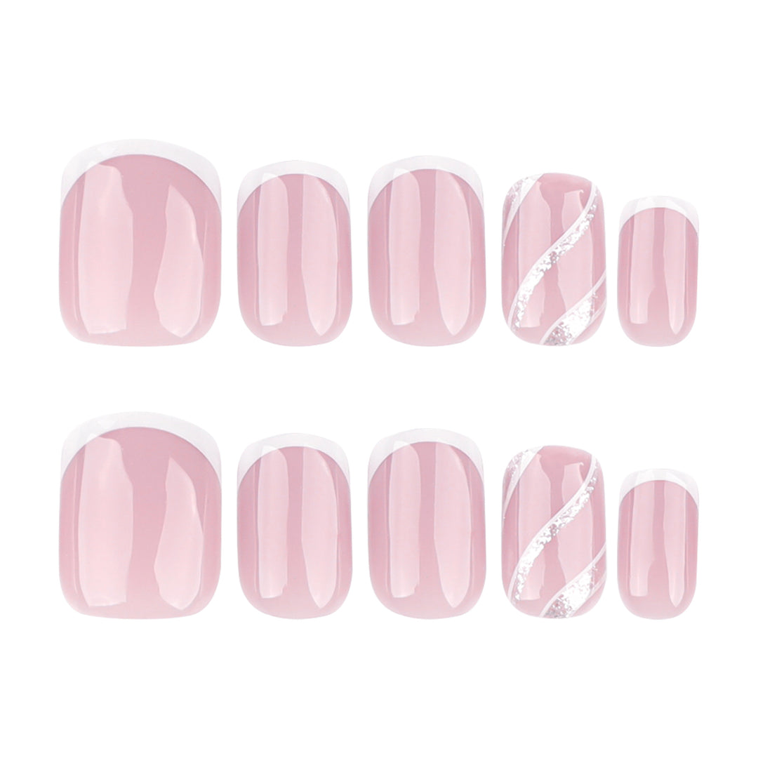Elegant Nail Art with Glittering French Tip Bowlift