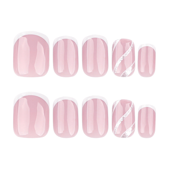Elegant Nail Art with Glittering French Tip Bowlift