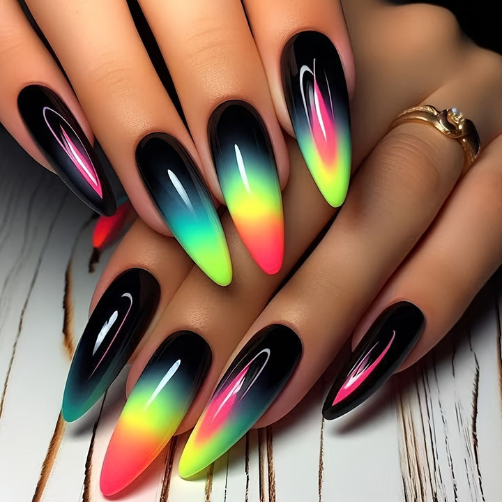 Creative press-on nails with shimmering gradient color Bowlift