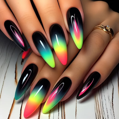 Creative press-on nails with shimmering gradient color Bowlift