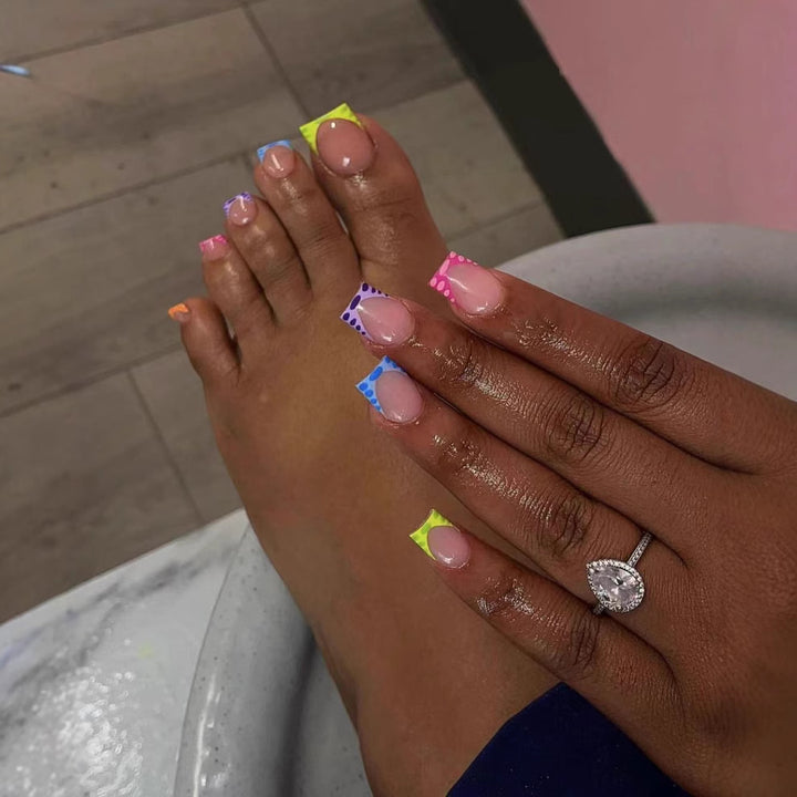 Vibrant Colorful Pedicure Nail Art Bowlift