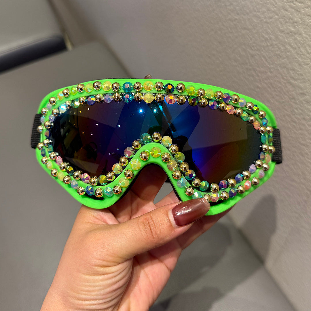 Ladies Ski Goggles with Sparkling Crystal Frame Bowlift