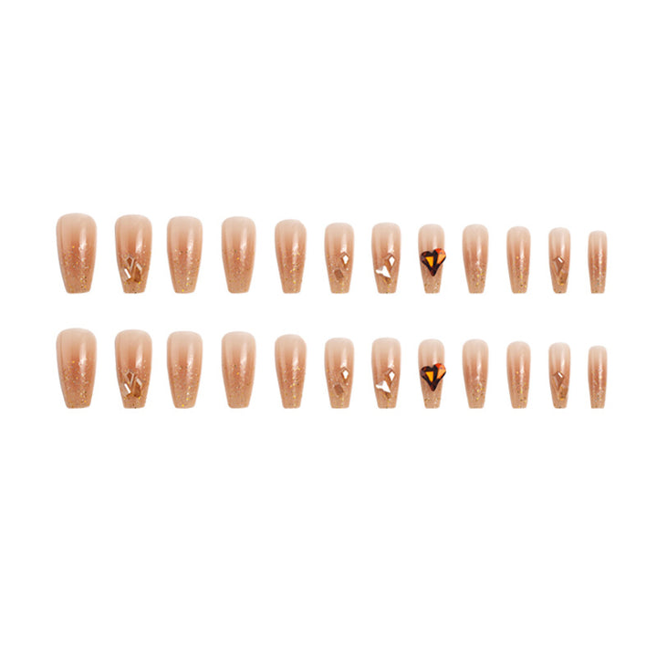 Artificial nail set with glitter and heart accents Bowlift