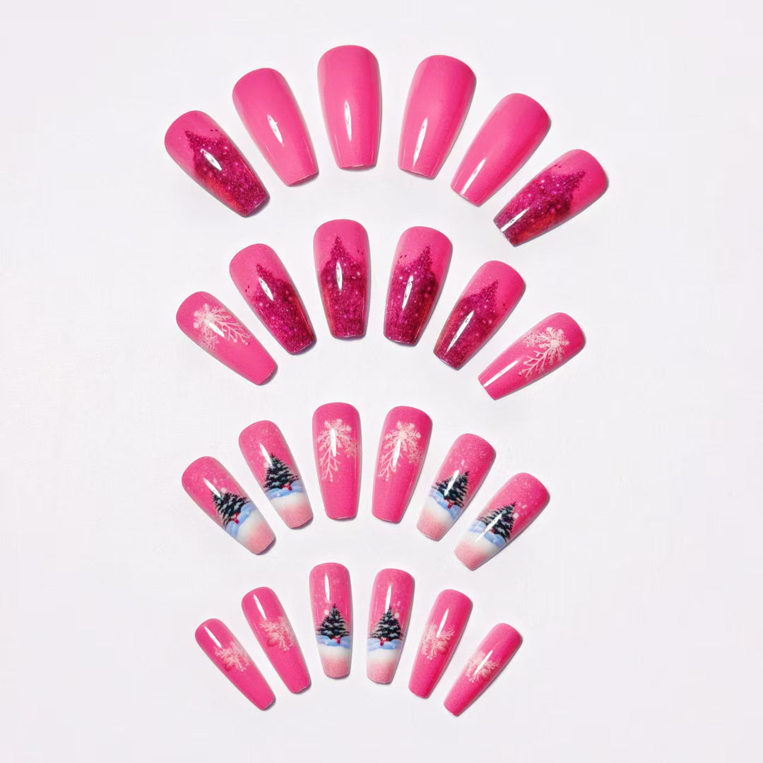 Artificial nails with winter Christmas design Bowlift