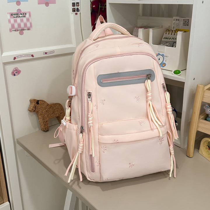 Decorative Floral Embroidered Backpack Bowlift