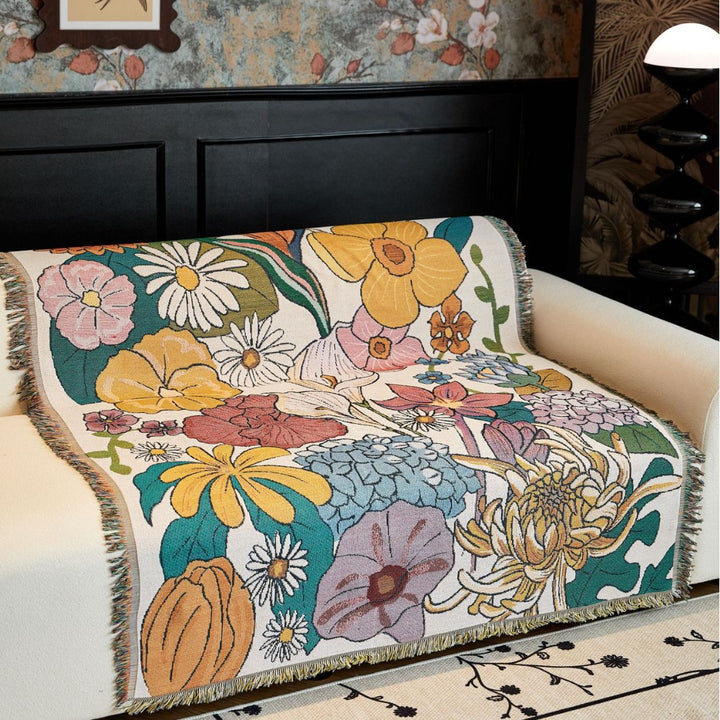 Floral Patterned Tapestry Blanket