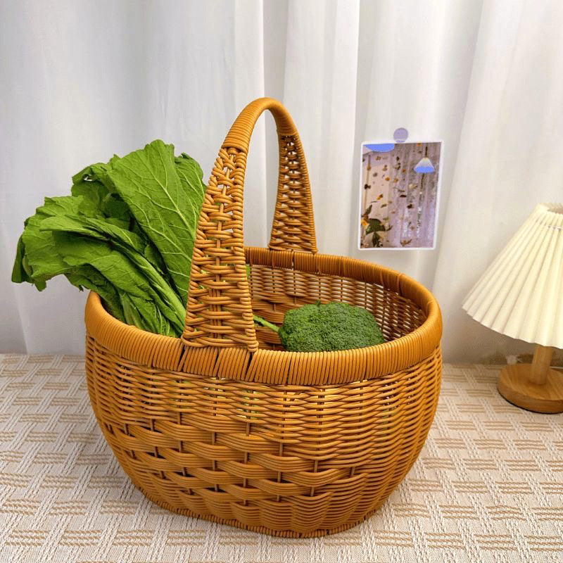 Ladies Handmade Rattan Shopping Basket Bowlift