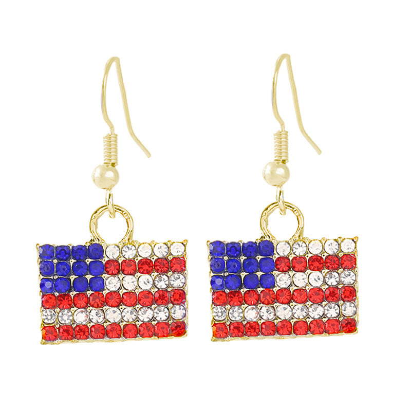 Women's nan patriotic horseshoe enamel dangle earrings with star-accented design and fishhook findings Bowlift