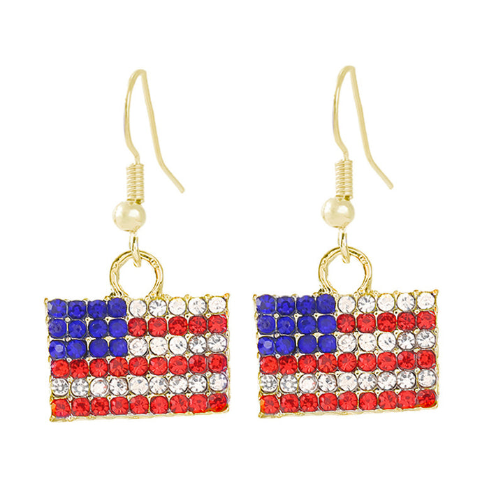 Women's nan patriotic horseshoe enamel dangle earrings with star-accented design and fishhook findings Bowlift