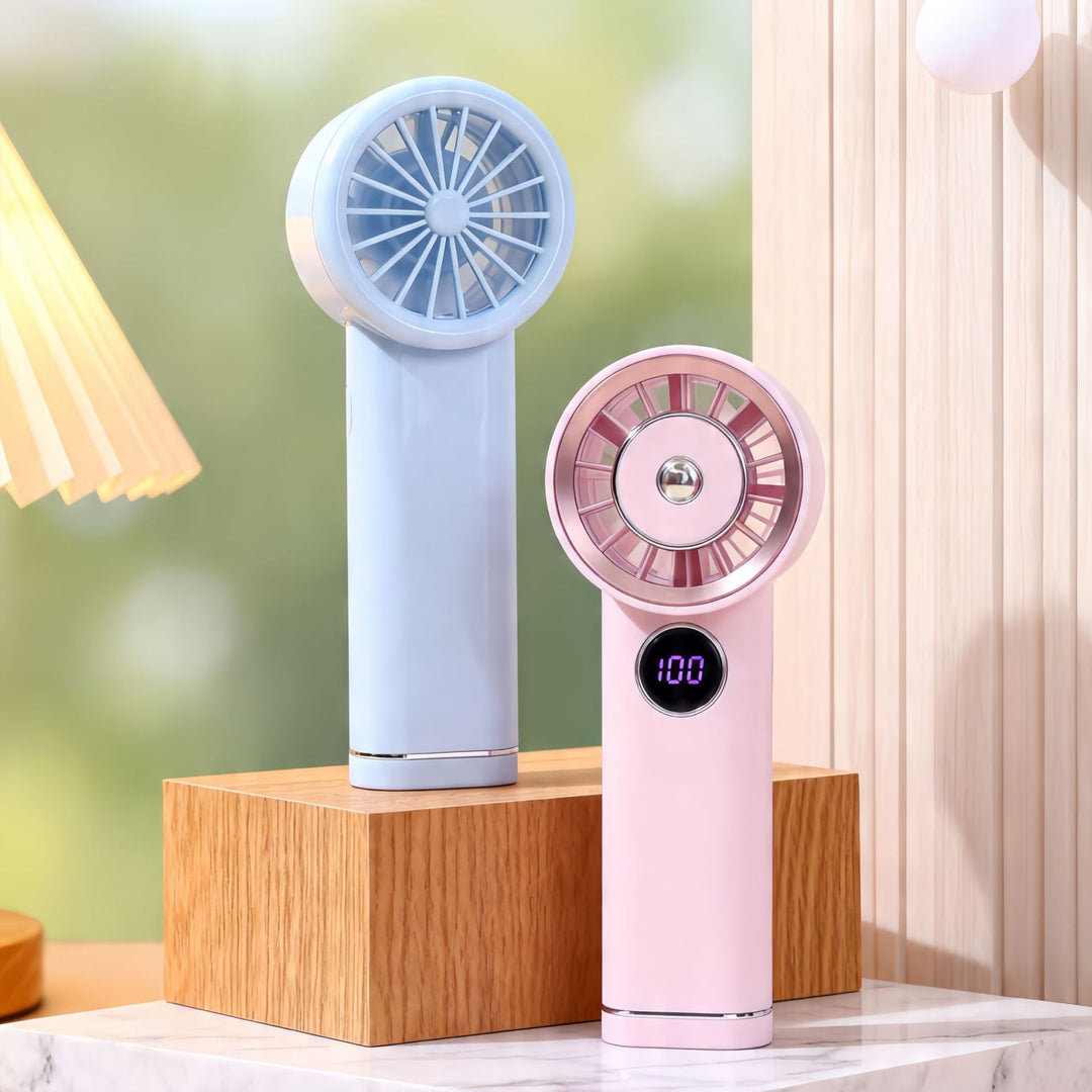 Women Portable Mini Fan with Digital Display Bowlift