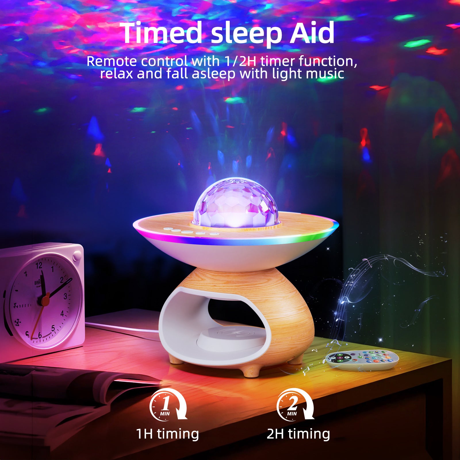 Creative Wireless Charging Night Light Bedroom Desk Projection Lamp