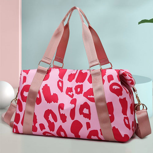 Sporty Tote Bag with Elegant Leopard Pattern Bowlift