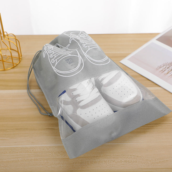 Unisex Travel Shoe Storage Bag with Transparent Window Drawstring Closure and Breathable Non-Woven Mesh Organizer Bowlift
