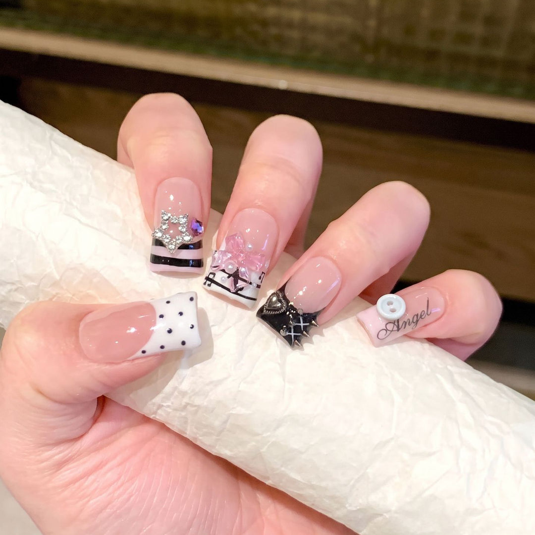 Artistic Designer Press-On Nail Set Bowlift