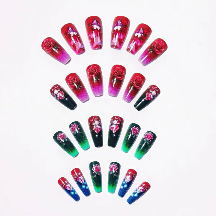 Artificial nails with floral and glittering accents Bowlift