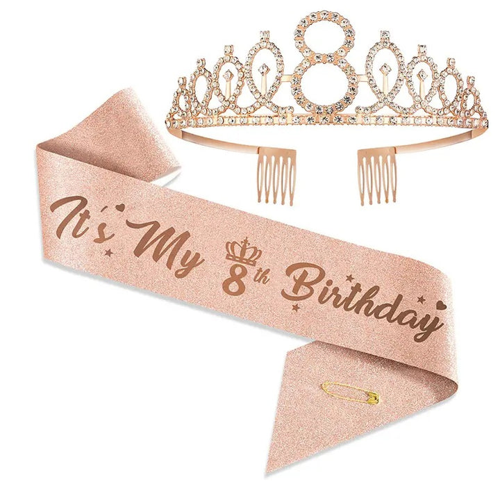Women Glittering Tiaras with Festive Birthday Banner Bowlift