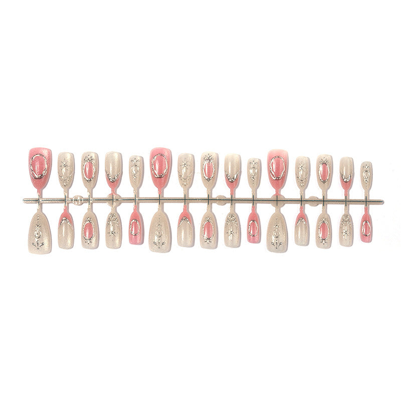 Decorative Press-On Nail Art Set with Floral and Shimmer Accents Bowlift