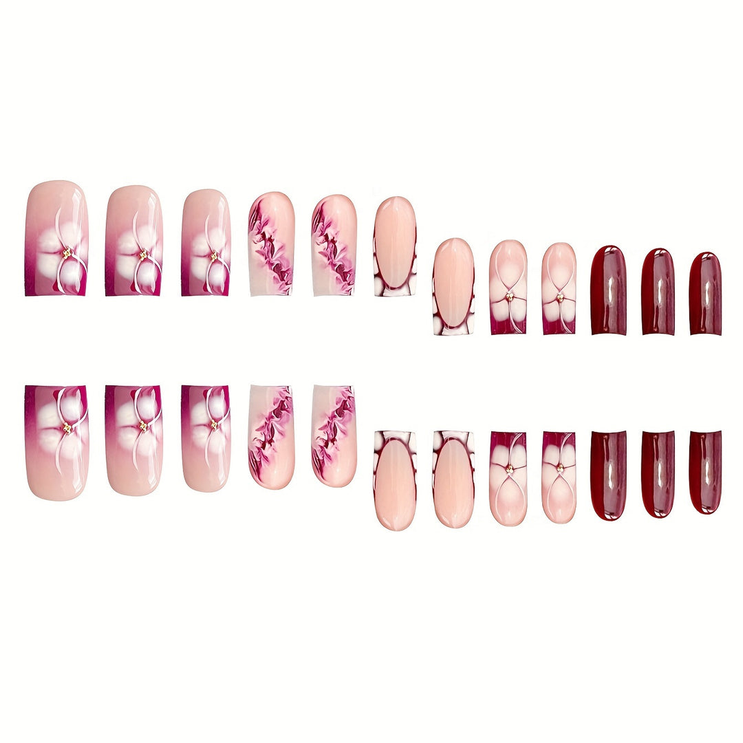 Floral Art Acrylic Nail Set Bowlift