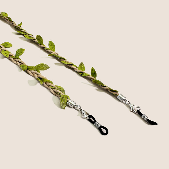 Decorative Leaf-Accented Eyewear Chain Bowlift