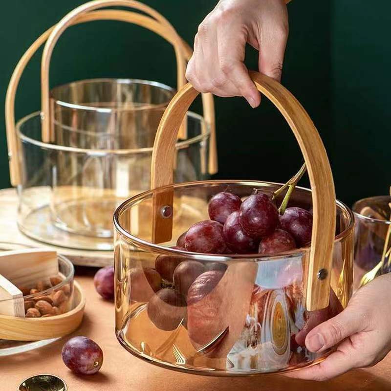 Women decorative storage bowl with ergonomic wooden handle Bowlift