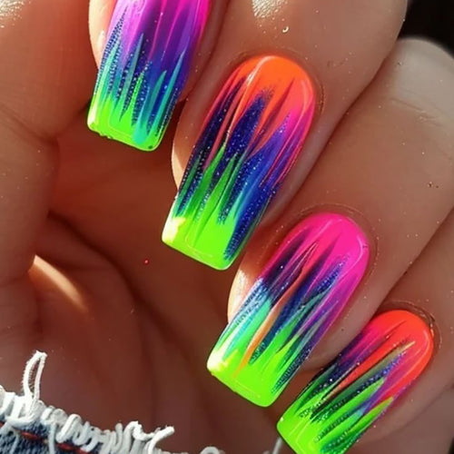 Vibrant Gradient Nail Art Extensions Bowlift