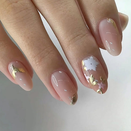 Floral Embellished Press-On Nail Design Bowlift