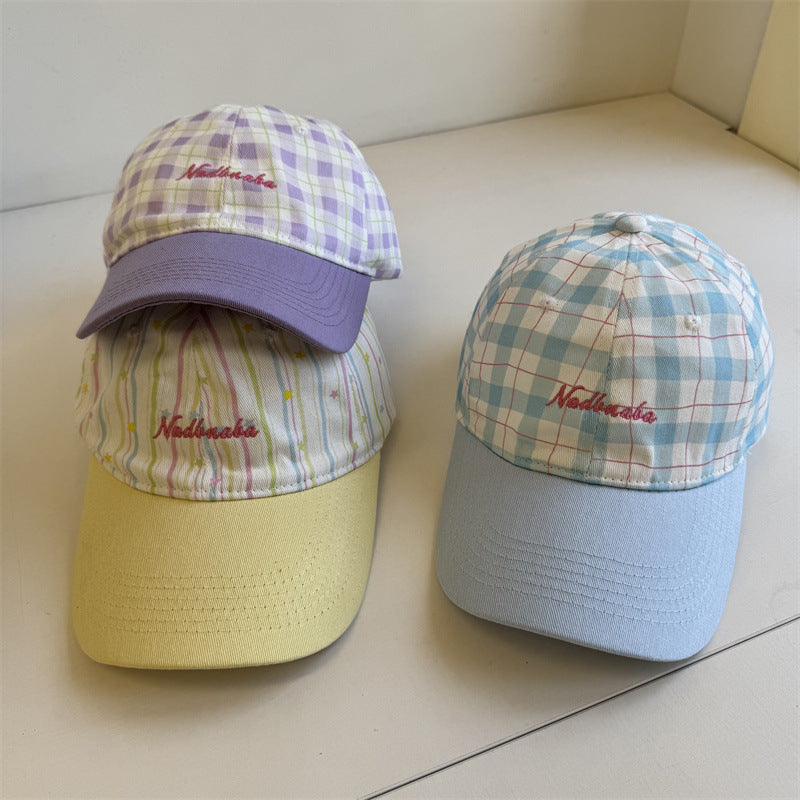 Women's Adjustable Plaid Baseball Cap Bowlift