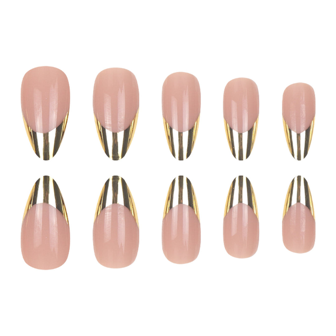 Elegant Metallic Tip Press-On Nails Bowlift