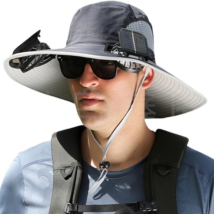 sun hat with solar-powered fan and wide brim Bowlift