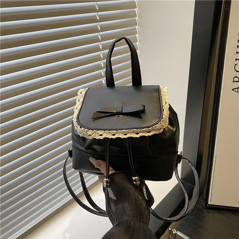 Cute Lace-Trimmed Mini Backpack Bowlift