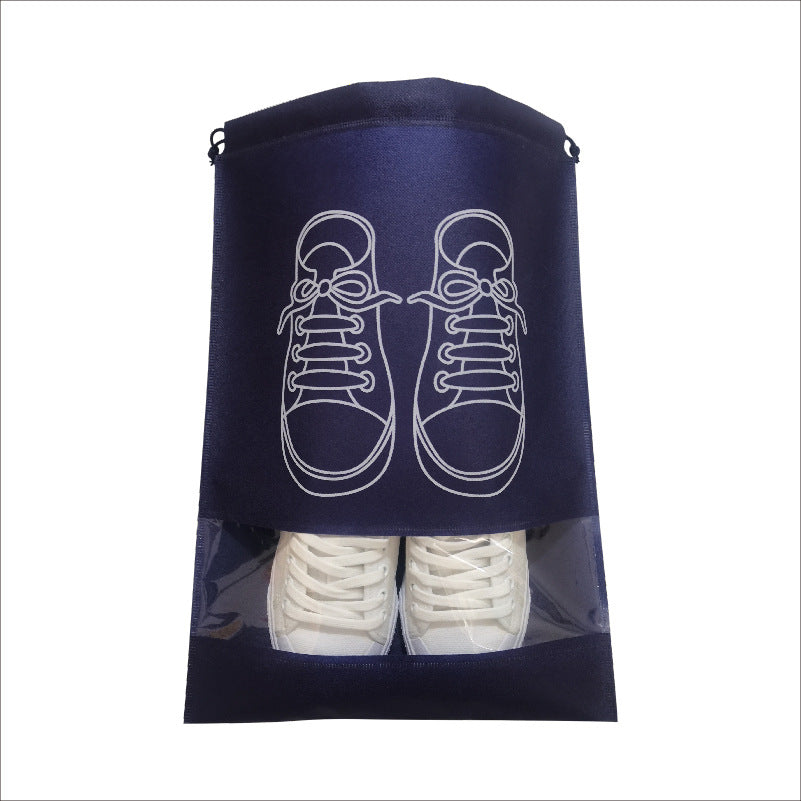Unisex Travel Shoe Storage Bag with Transparent Window Drawstring Closure and Breathable Non-Woven Mesh Organizer Bowlift