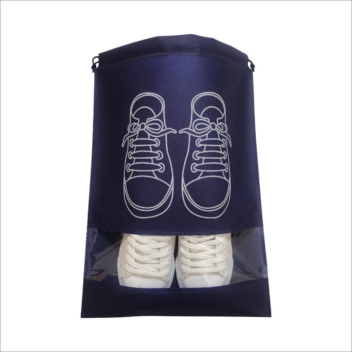 Unisex Travel Shoe Storage Bag with Transparent Window Drawstring Closure and Breathable Non-Woven Mesh Organizer Bowlift