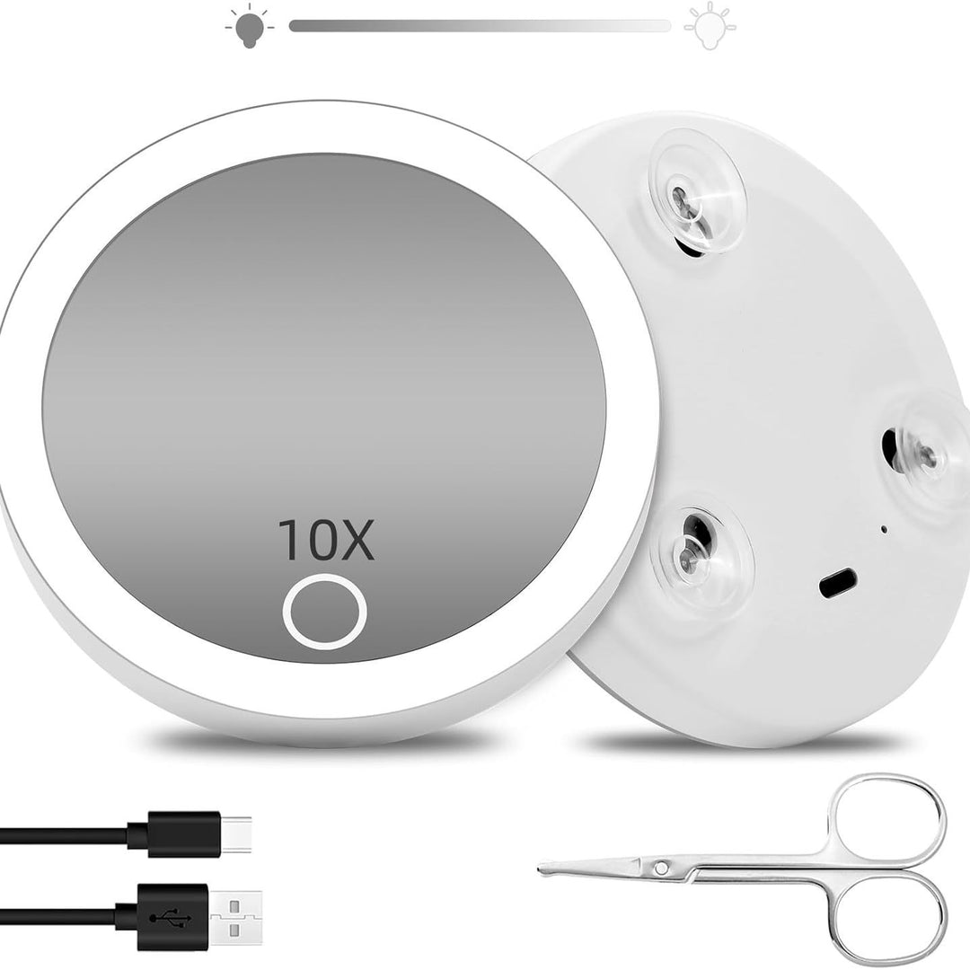TenX LED Suction Magnifying Makeup Mirror with Touch Sensor USB Rechargeable Portable Bowlift