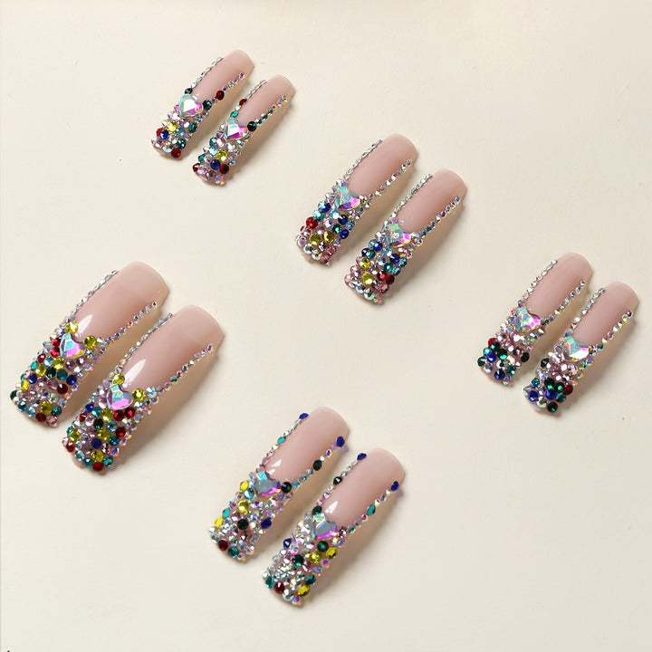3D Decorative Press-On Nail Extensions with Sparkling Gem Accents Bowlift