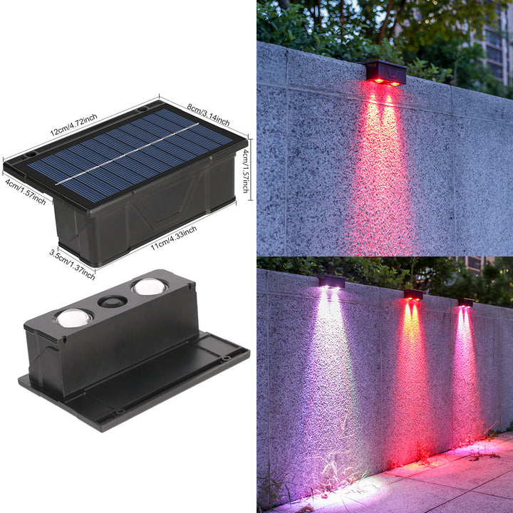 Outdoor Solar RGB Dual-Beam Wall Light With Integrated Photovoltaic Panel And Weather-Resistant Mounting Base Bowlift