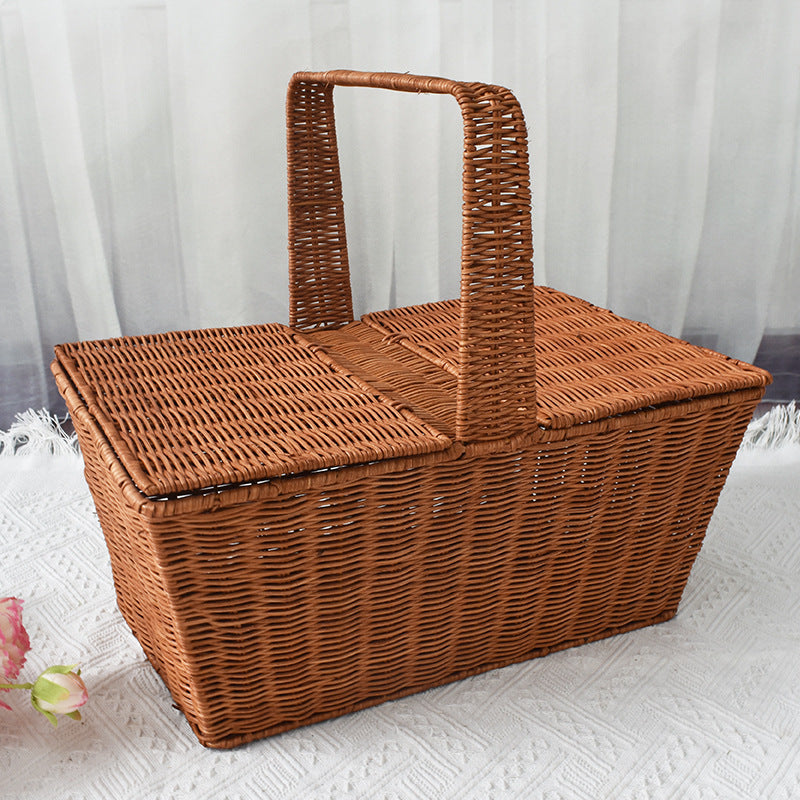 Handcrafted Woven Picnic Storage Basket Bowlift