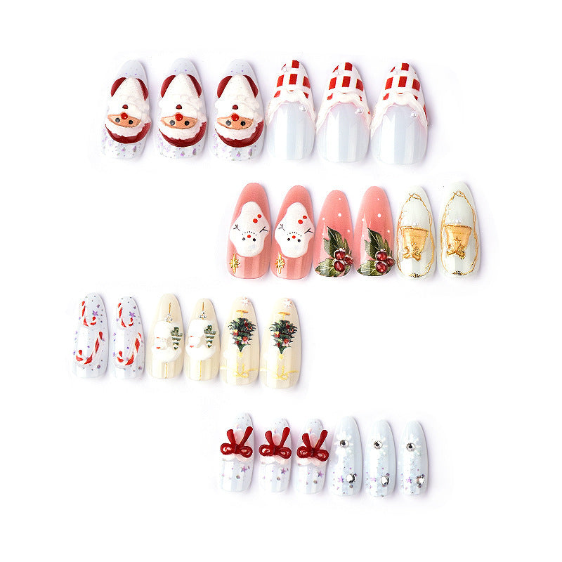 Artificial nail set with festive winter designs Bowlift