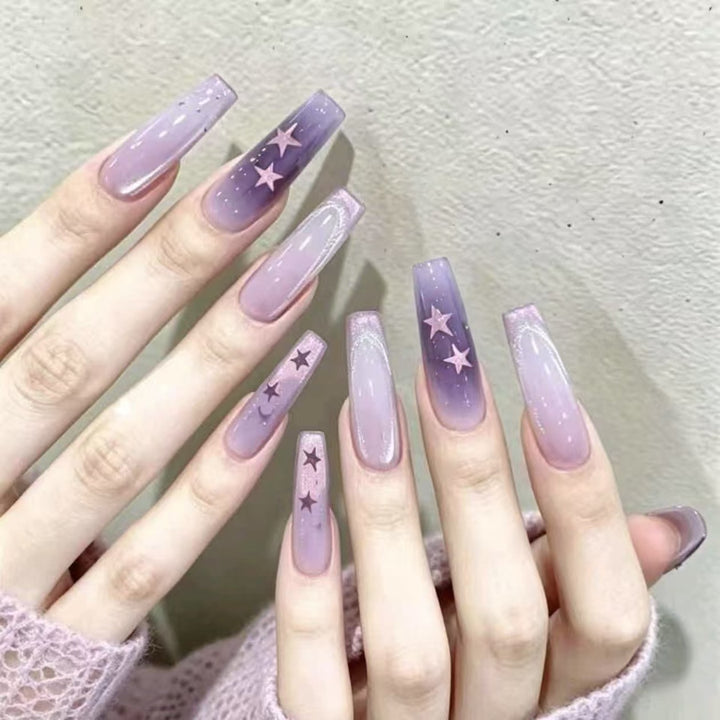 Celestial Themed Press-On Nail Enhancements Bowlift