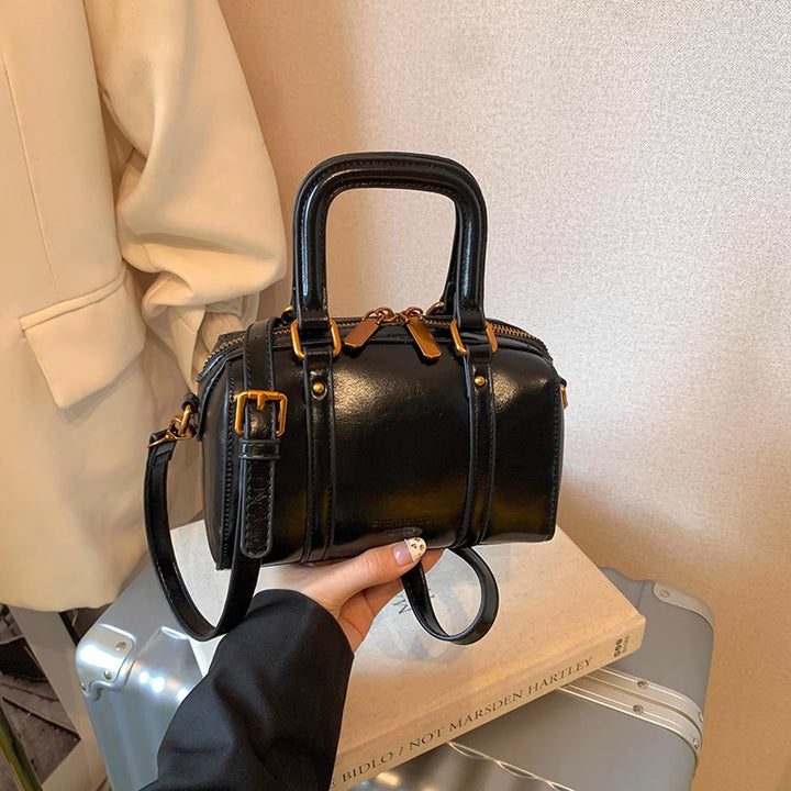 Soft Leather Handheld Satchel Bowlift