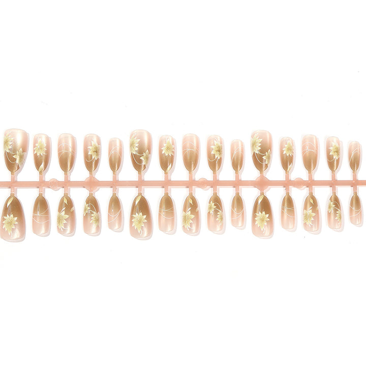 Floral Decorated Press-On Nail Set Bowlift