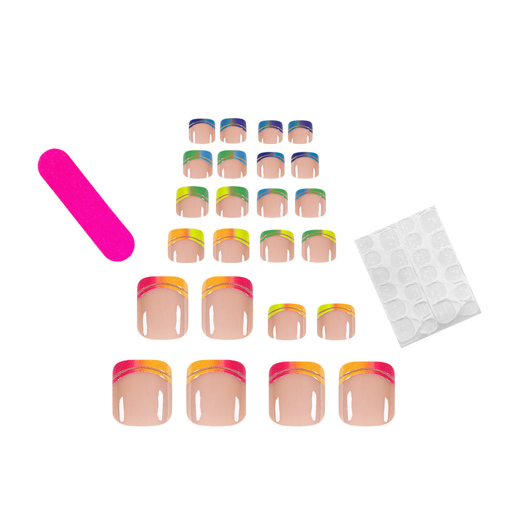 Nail art set with glossy rainbow tip designs Bowlift