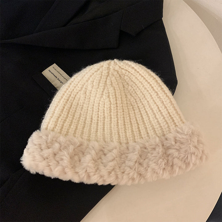 Cozy Knitted Fur Trim Beanie