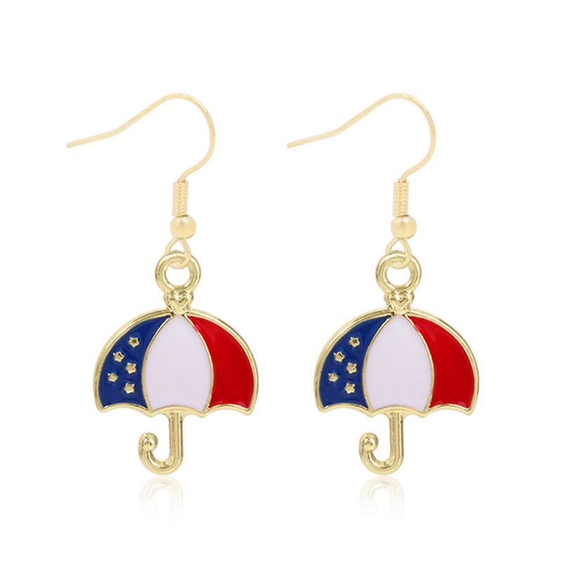 Women's lightweight star earrings with enamel flag design and fishhook Bowlift