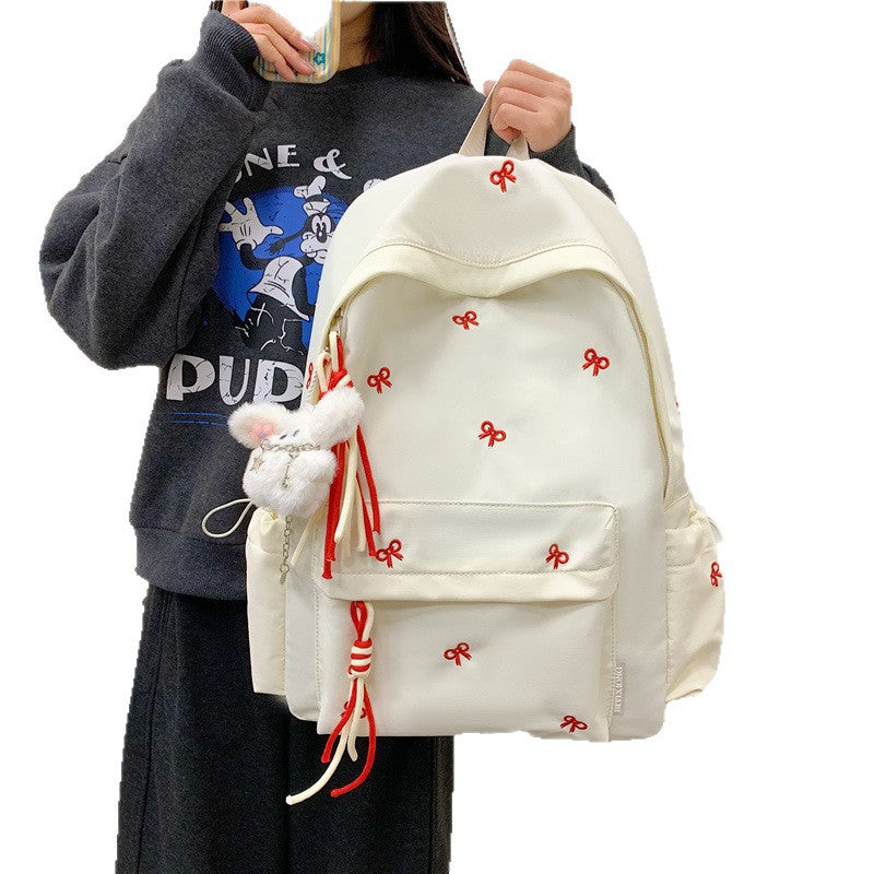 Backpack with Charming Bow Design and Practical Compartments Bowlift