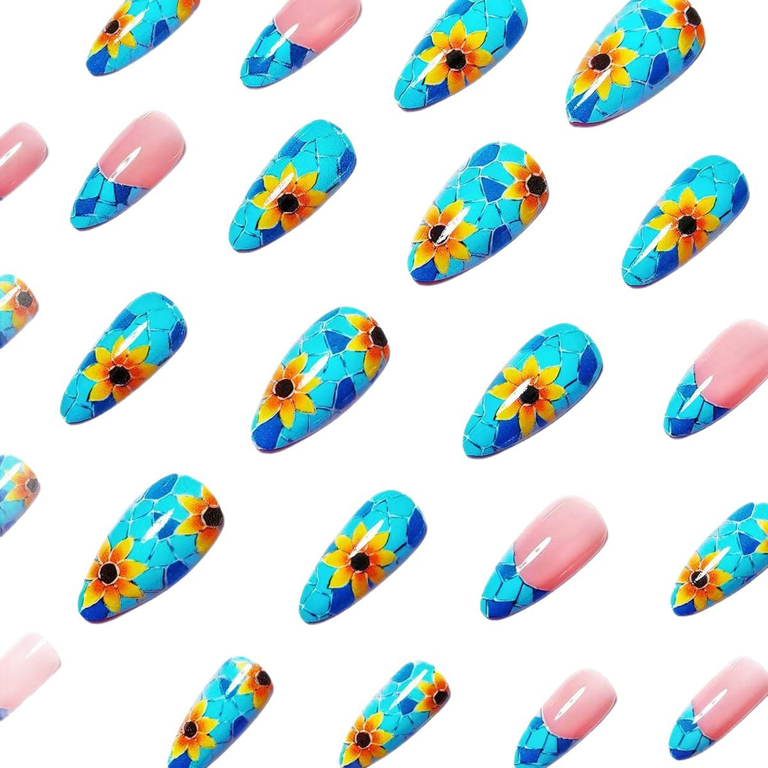 Artificial nails in creative mosaic design Bowlift