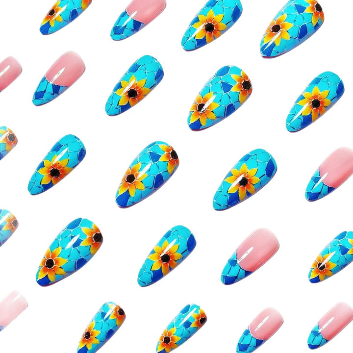 Artificial nails in creative mosaic design Bowlift